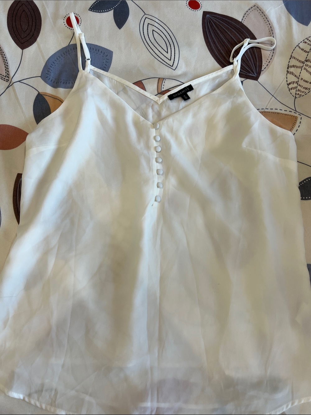 Dynamite White Satin V-Neck Button-Front Cami